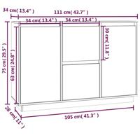Dressoir 111x34x75 cm massief grenenhout grijs - thumbnail