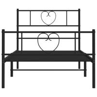 Bedframe met hoofd- en voeteneinde metaal zwart 100x200 cm - thumbnail