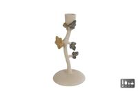 Kandelaar Noemi S crme/groen/geel metaal 8,5x8,5x20cm - thumbnail