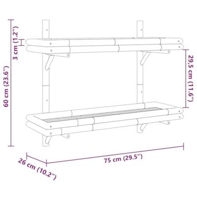 Wandplank met plank Wandgemonteerd Bruin 75 x 26 x 60 cm Bamboe