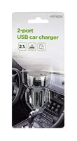 2-poorts USB autolader, 2.1 A, zwart - thumbnail