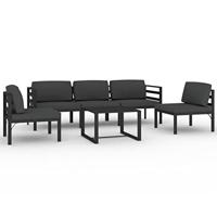 6-delige Loungeset met kussens aluminium antracietkleurig - thumbnail