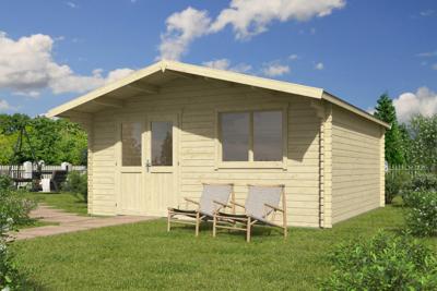 Blokhut Floor 505x505 cm + luifel 90 cm 40 mm vuren blank- - - Van Kooten