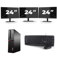 Lenovo ThinkCentre M710s SFF - Intel Core i5-7e Generatie - 8GB RAM - 256GB SSD - Windows 11 + 3x 24 inch Monitor - thumbnail