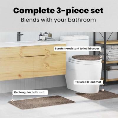 VidaXL Antislip badmat set 3 pcs bruin pp