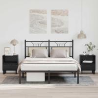 Bed kast met lade Zwart Eiken 40 x 35 x 50 cm Bewerkt hout - thumbnail