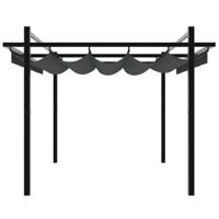 Prieel met uittrekbaar dak 3x3 m aluminium antracietkleurig - thumbnail