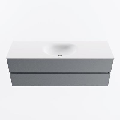 MONDIAZ VICA 140cm badmeubel onderkast Plata 2 lades. Wastafel MOON midden zonder kraangat, kleur Talc.