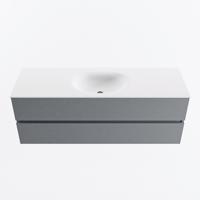 MONDIAZ VICA 140cm badmeubel onderkast Plata 2 lades. Wastafel MOON midden zonder kraangat, kleur Talc. - thumbnail