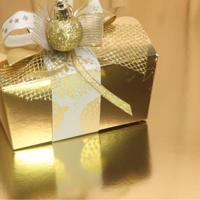 Bonbon doosjes - Chocolade doosje - Goud glans met banderol Kerstbal - 24 stuks - thumbnail