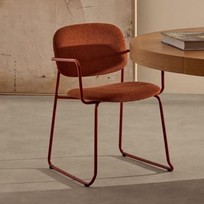 Kave Home Eetkamerstoel 'Meli' Chenille, kleur Terracotta