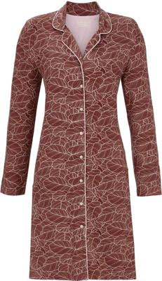 Bruin doorknoopnachthemd organische print Bruin doorknoopnachthemd organische print