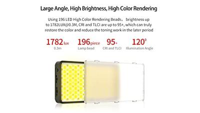 VIJIM RGB Multi Color LED-videolamp VL196 - thumbnail