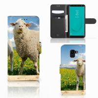 Samsung Galaxy J6 2018 Telefoonhoesje met Pasjes Schaap en Lammetje - thumbnail