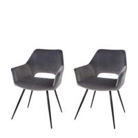 Riverdale Eetkamerstoel Eve grijs - set van 2 - thumbnail