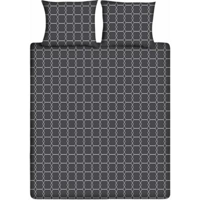 Ten Cate katoenen eenpersoons dekbedovertrek 140x200/220 cm graphic antraciet Ten Cate katoenen eenpersoons dekbedovertrek 140x200/220 cm graphic antraciet