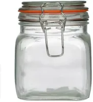 Canister glass clear gevuld met schelpen 13,5x10x14cm - thumbnail