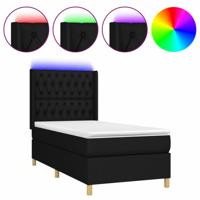 Boxspring met matras en LED stof zwart 90x190 cm - thumbnail
