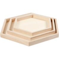 Creativ Company Houten dienbladen divers, set van 3 - thumbnail