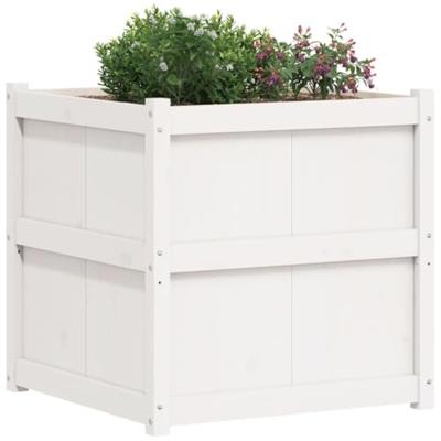 VidaXL Plantenbak 70x70x70 cm massief grenenhout wit