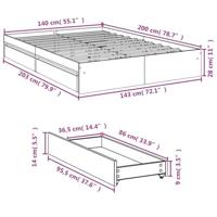 Bedframe met lades bewerkt hout wit 140x200 cm - thumbnail