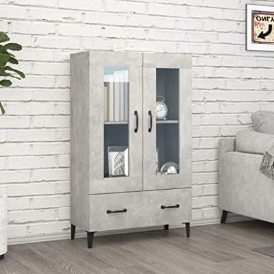 Hoge kast 70x31x115 cm bewerkt hout betongrijs