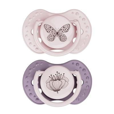 Difrax LOVI Dynamic Pacifier 0-3 Months Botanic Pink Purple - Fopspeen