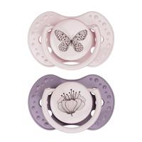 Difrax LOVI Dynamic Pacifier 0-3 Months Botanic Pink Purple - Fopspeen - thumbnail