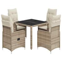5-delige Bistroset met kussens poly rattan beige - thumbnail