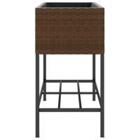Plantenbakken met schap 2 st 90x40x75 poly rattan bruin - thumbnail