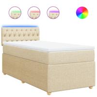 Boxspring met matras stof crèmekleurig 90x200 cm - thumbnail