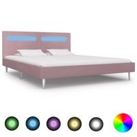 VidaXL Bedframe met led stof roze 180x200 cm - thumbnail