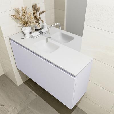 MONDIAZ OLAN 100cm toiletmeubel cale. LEX wastafel talc midden geen kraangat