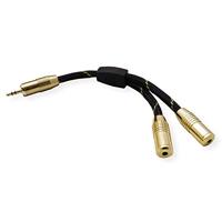 ROLINE GOLD 3,5mm Adapter Cable (1x Male, 2x Female), 0,15m - thumbnail