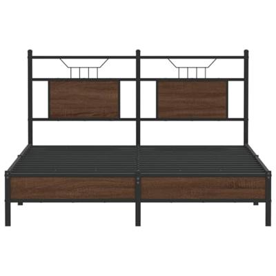 Bedframe zonder matras bewerkt hout bruin eikenkleur 137x190 cm Bedframe zonder matras bewerkt hout bruin eikenkleur 137x190 cm