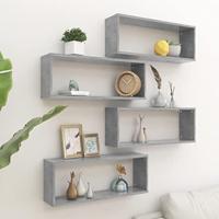 VidaXL Wandschappen kubus 4 st 60x15x23 cm bewerkt hout betongrijs - thumbnail