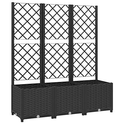 Plantenbak met trellis zwart 120x40x136 cm PP