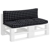 VidaXL Palletkussens 2 st ruitpatroon oxford stof zwart - thumbnail