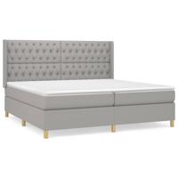 Boxspring met matras stof lichtgrijs 200x200 cm - thumbnail