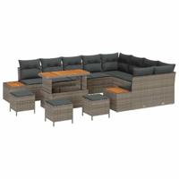 Tuinbankenset 13 pcs Grijs poly rattan - thumbnail