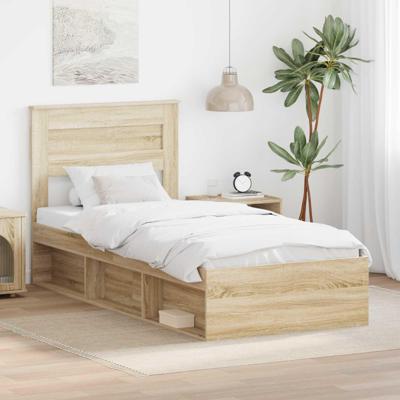 Bedframe met matras Sonoma Eiken 75 x 190 cm Massief grenenhout