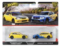 Hot Wheels Premium Car Culture Diecast Vehicle 2-Pack 1/64 '99 Honda Civic Type R (EK9) & Honda Civic Type R - thumbnail