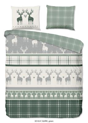 Good Morning Dekbedovertrek "rendieren" - Groen - (240x200/220 cm) - Katoen Flanel Good Morning Dekbedovertrek "rendieren" - Groen - (240x200/220 cm) - Katoen Flanel