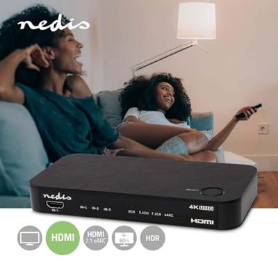 Nedis ACON3455AT Digitale Audioconverter 2-wegs Input: Dc Power / 3x Hdmi™ Input Output: 1x 3,5 Mm / 1x Toslink / 2x Hdmi™ Output Earc Automatisch / Drukknop Antraciet