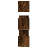 Wandschappen 3 st 80x18x18 cm bewerkt hout gerookt eikenkleurig - thumbnail