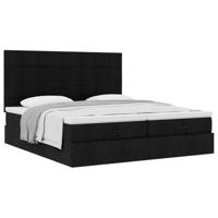 Ottoman bed met matrassen 200x200cm stof zwart - thumbnail