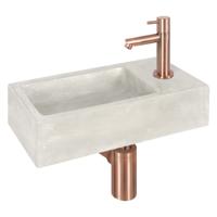 Differnz Ravo fonteinset beton lichtgrijs kraan recht rood koper 38.5 x 18.5 x 9 cm - thumbnail