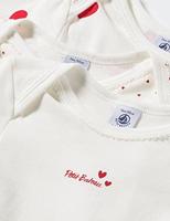 Set van 3 rompers met lange mouwen PETIT BATEAU veel wit - thumbnail