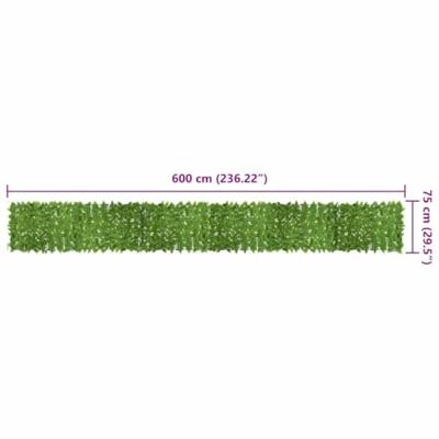 VidaXL Balkonscherm met groene bladeren 600x75 cm
