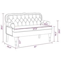 Bankje met rugleuning 119,5x64,5x75 cm fluweel zwart - thumbnail